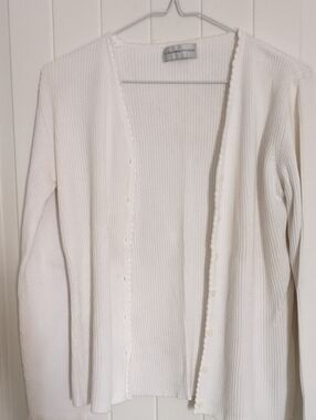 Fairweather Cream Ribbed Button-Up Cardigan